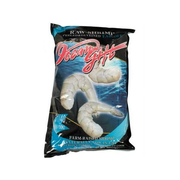 Frozen Seafood 31/40 Peeled and Deveined Tail Off Raw Shrimp, 2 Pound - 5 per case.
