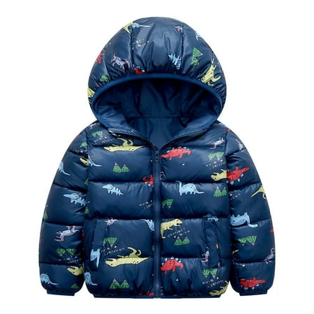 

Rovga Toddler Kids Baby Boys Girls Winter Warm Jacket Outerwear Dinosaur Cartoon Coats Hooded Padded Outwear Toddler Boy Clothes