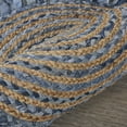 thumbnail image 5 of Desert Fields and Evette Rios Cora 3'6" Round Denim Blue Cotton and Jute Striped Fringe Indoor Area Rug, 5 of 7