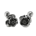 thumbnail image 1 of Gemelos de flor latón plateado , francesa, joyería de para hombres, 1 of 7