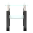 thumbnail image 4 of Tempered Glass End Table, Square Glass Side Table with Steel Pipe & Metal Legs, 2-Tier Modern Glass Nightstand for Living Room & Office(Clear Glass + Black Leg, Set of 1), 4 of 9