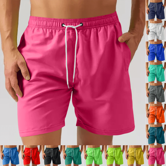 Mens Workout Shorts Drawstring Elastic Waist Quick Dry Mesh Pockets Training Running Athletic Gym Shorts Size M-2XL