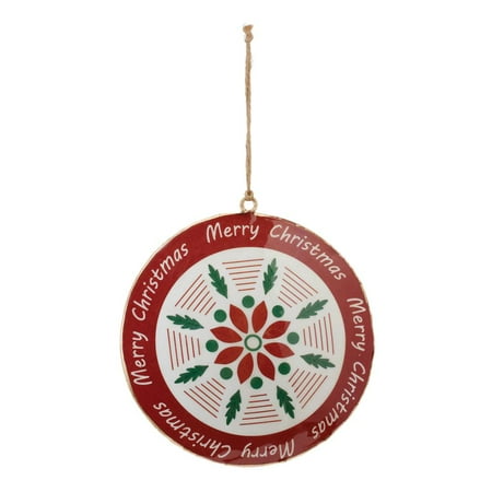 Melrose International LLC Merry Christmas Disc Ornament (Set of 6) 6H Iron
