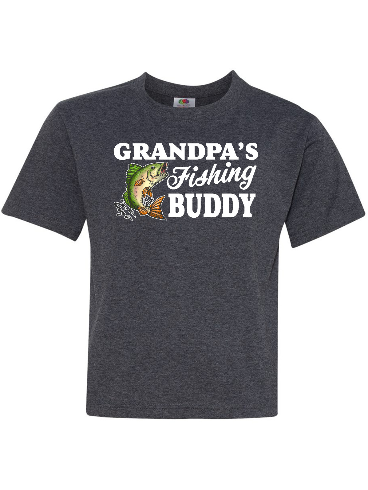 Grandpa's Fishing Buddy with White Text Youth TShirt