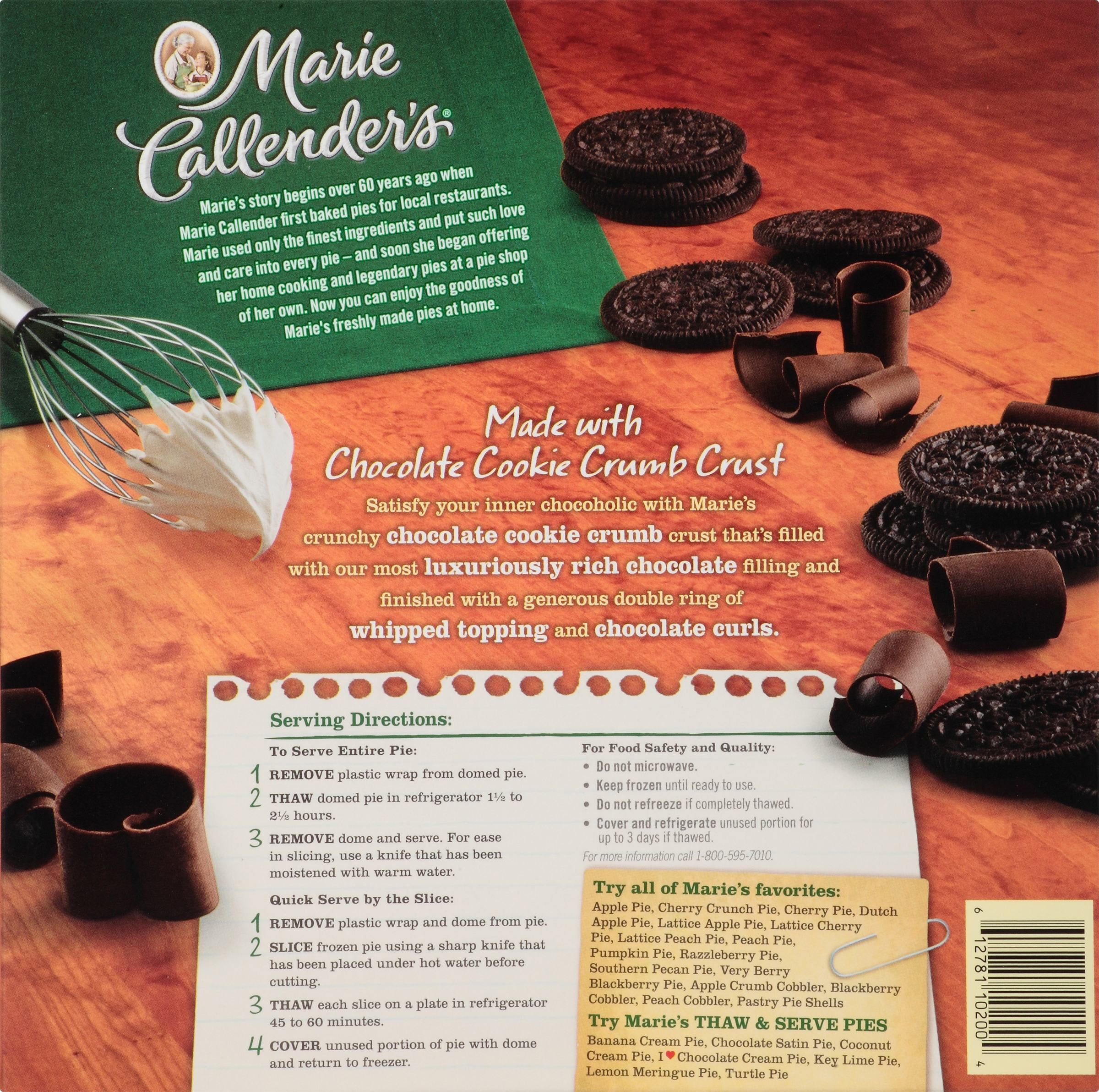 Marie Callender's Frozen Pie Dessert, Chocolate Satin, 28 Ounce