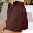 thumbnail image 2 of Pantalones cortos de pierna ancha para mujer, pantalones cortos de verano transpirables de Color puro con cintura alta elástica con cordón, 2 of 5