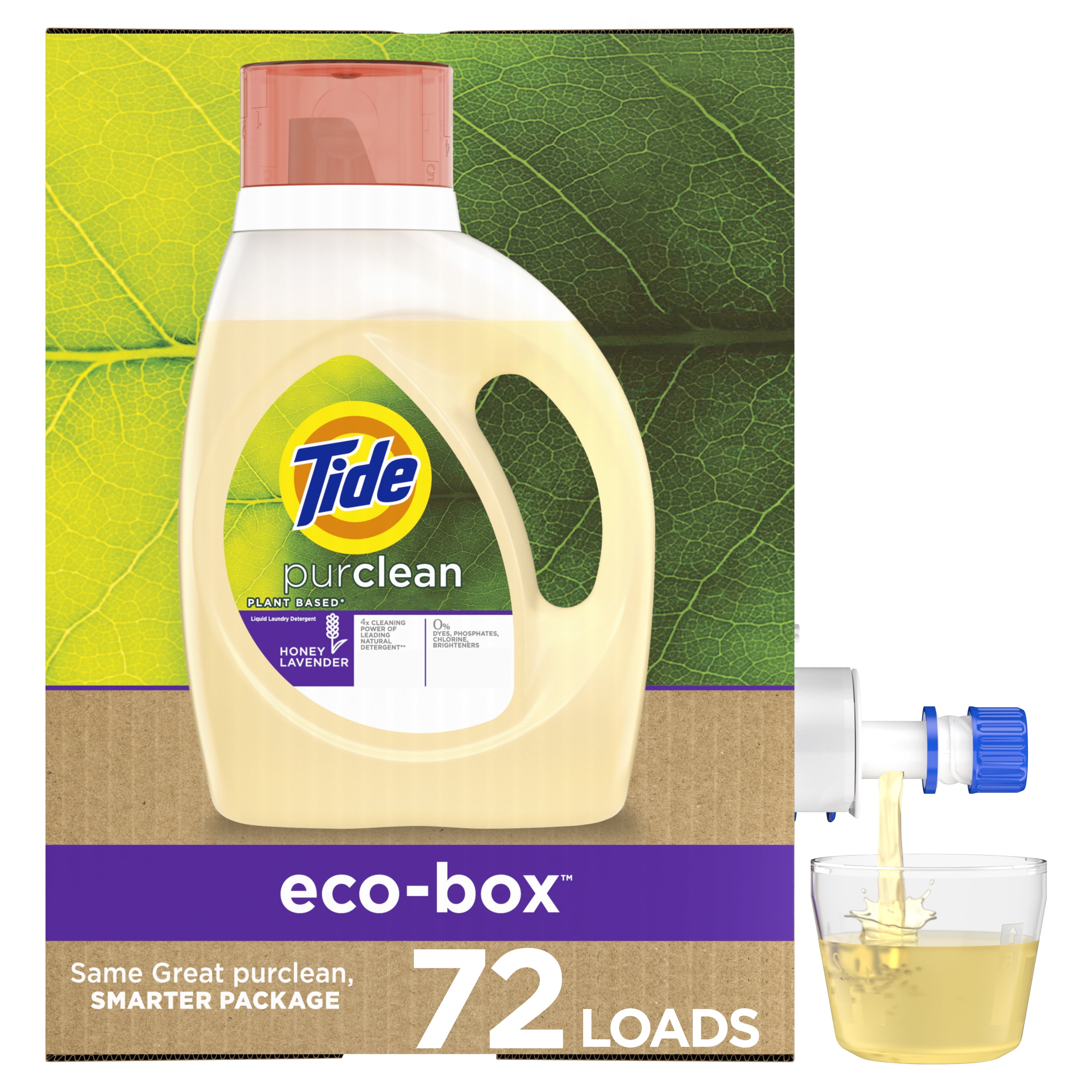 Tide Purclean Eco-box HE, 72 Loads Plant-based Liquid Laundry Detergent, 105 Fl Oz