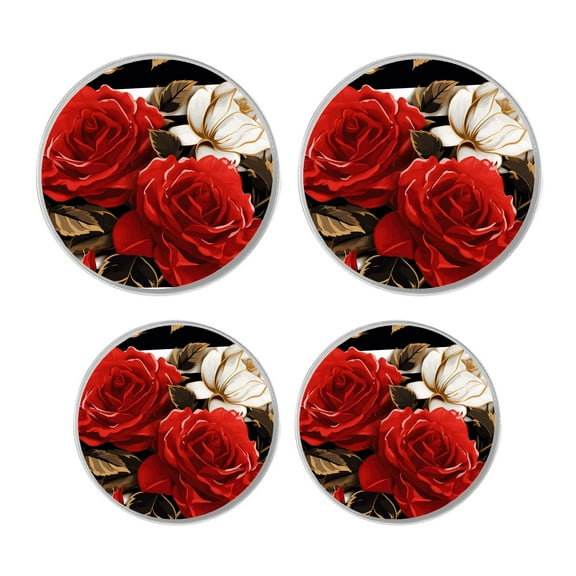 Metal Stove Burner Covers 4 Pcs Metal Round Stove Burner Covers 8Inch And 10Inch ,Red Roses Flowers multicolor, for Home Decor Cooktop Decorative
