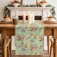 thumbnail image 2 of Table Runner 36 Inches Long for Kitchen Dining, Sage Green Bunny Easter Dresser Scarf Farmhouse, Dining Table Decorations for Wedding/Parties, Colorful Eggs Rabbits Pastoral 13 x 36 In, 2 of 8