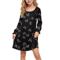 thumbnail image 2 of JOANKDMI Girls Butterfly Pattern Nightgowns Long Sleeve Sleepwear Soft Nightshirt Comfy Casual Lounge Dress Ruffled Cuff Sleep Shirt Pj Nightwear Slumber Party Kids, 2 of 7