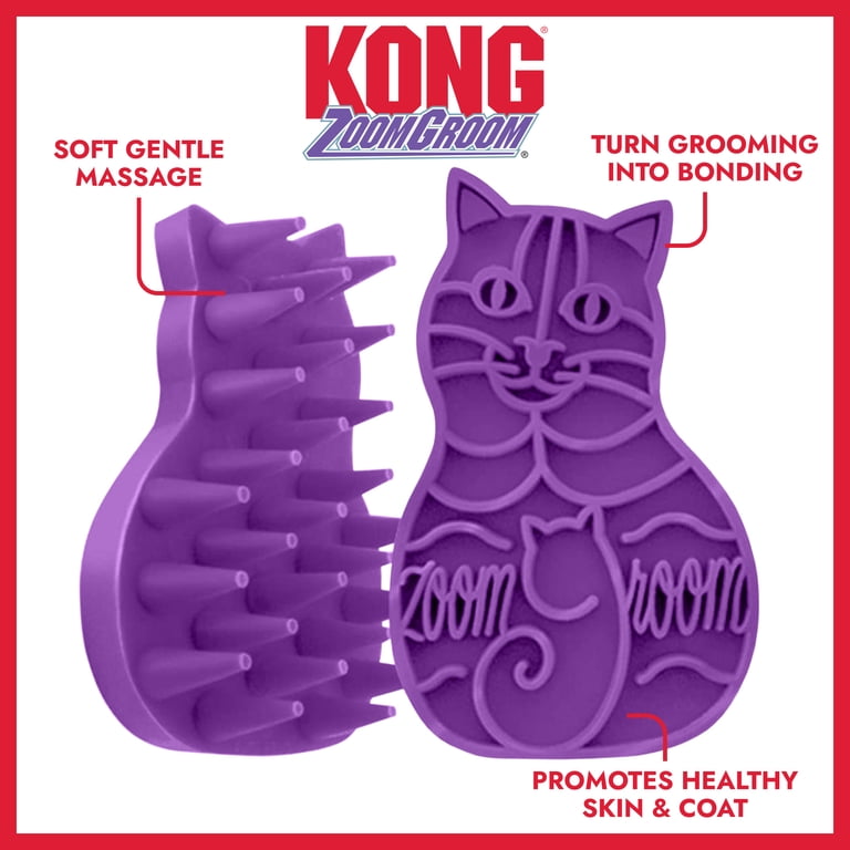 KONG ZoomGroom Cat Grooming Brush, Purple photo 2