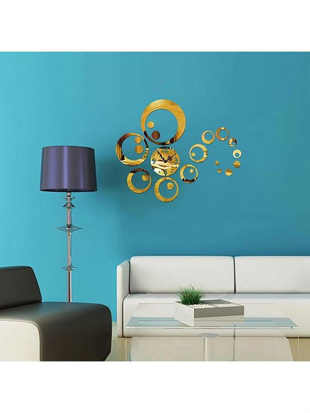Modern Wall Clock 3D Mirror Sticker Quartz Needle Big Number Watch DIY