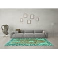 thumbnail image 3 of Ahgly Company Machine Washable Indoor Rectangle Medallion Turquoise Blue Traditional Area Rugs, 5' x 7', 3 of 4