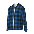 thumbnail image 2 of Pofeuu Blue Black Plaid Print Sun Protection Outdoor Lightweight Full Zip UV Cooling Hoodie Long Sleeve Summer Clothing for Outdoor Hiking-Medium, 2 of 5