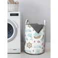thumbnail image 3 of Nautical Laundry Bag, Pastel Sea Cruising Waves Dolphins Steering Wheel Sailing Boat Jellyfish, Basket with Handles Drawstring Closure for Laundromats, 13" x 19", White and Multicolor, by Ambesonne, 3 of 4