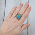thumbnail image 3 of Filigree Art Turquoise Gemstone Lace Detailed Women Silver Statement Ring, 3 of 7