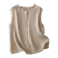 thumbnail image 1 of Économies d'Automne! srobpty Gilet Sans Manches pour Femme, Gilet en Denim et Lin pour Femme Tendance Décontractée Gilet Sans Manches en Denim Kaki, m, 1 of 4