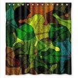 GreenDecor Best Colorful Stained Glass Leaves Stained Glass Waterproof Shower Curtain Set with Hooks Bathroom Accessories Size 66x72 (Best Obscure Glass For Bathroom)