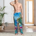 thumbnail image 5 of Uemuo Little Sea Turtles Pattern Men's Wide Leg Palazzo Lounge Pants with Pockets Light Weight Loose Comfy Casual Pajama Pants-X-Large, 5 of 9