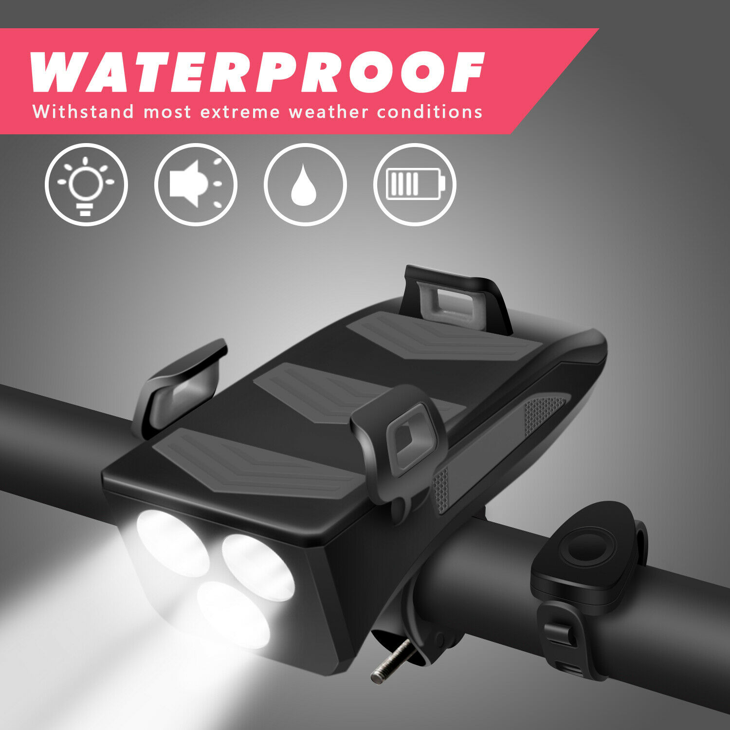 Bike Lights Front 4 in1 Rechargeable Waterproof USB Bicycle LED