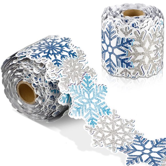 Borde de copos de nieve de 21 m con ribete de cinta decorativa en espiral