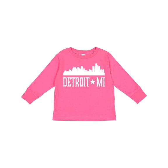 Inktastic Detroit Michigan Skyline Mi Cities Boys or Girls Long Sleeve Toddler T-Shirt