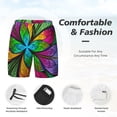 thumbnail image 2 of Kdxio Multicolored Beautiful Flower Print Men's Swim Trunks with Compression Liner 7 Inch Inseam Quick Dry Swim Shorts, 2 of 5