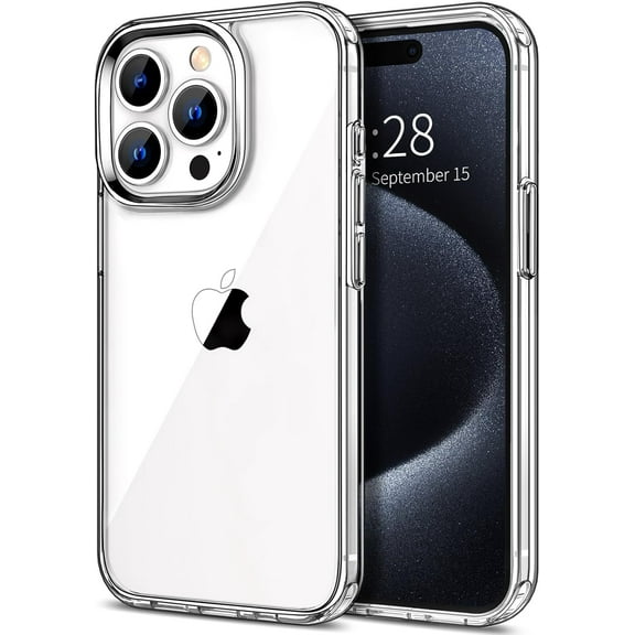 Case for iPhone 15 Pro Max Case Clear, Non Yellowing Crystal Clear Anti-Scratch Hard PC & Non-Slip Soft TPU Bumper Cover Transparent Slim Fit Shockproof Protective Phone Cases, Clear