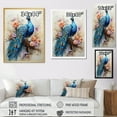thumbnail image 4 of Designart "Dance of the Peacock Blue Coral Indian Art II" Animals Floater Framed Wall Art Print, 4 of 7