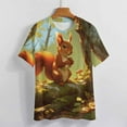 thumbnail image 3 of Funny Squirrel Womens Tops Women's Fashion Casual Short Sleeve Flower Print Round Neck Pullover Top Blouse, 3 of 6