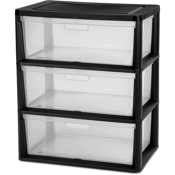3 Drawer Plastic Storage Tower Wide Organizer for Closet Bedroom (White)