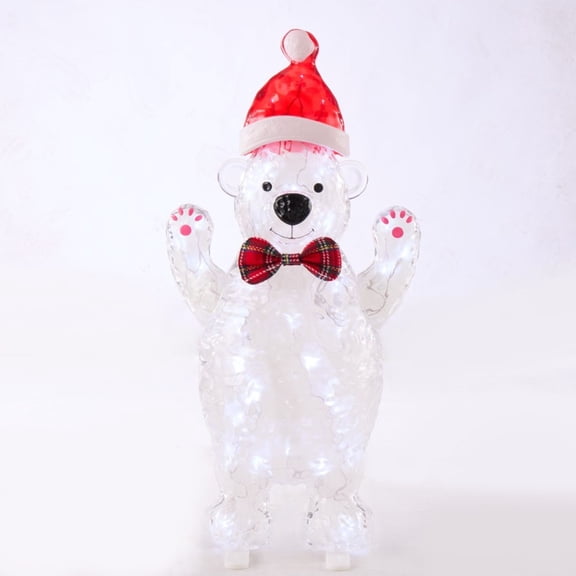 Indoor/Outdoor Light-Up Icy Bear Christmas Decoration with 35 LED Lights, Red and White, 30", by Holiday Time