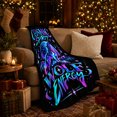 thumbnail image 3 of Cosmic Spirit Wolf Energy Galaxy Night Sky Fantasy, Peaceful Mountain Lake Scene, Warm Flannel Blanket for Cabin and Lodge, Outdoor Lovers Camping Gift, Festive Home Decor, 3 of 9
