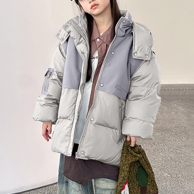 Parkas de manga larga para otoño e invierno para niños, de color liso, con capucha, de manga larga, gruesas y cálidas, bonitas y casuales, para niños y niñas, parte superior de poliéster.