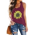 thumbnail image 2 of Wang6 Women's Raberback Loose Fit Tank Tops Casual Sleeveless Sunflowers Printed Tshirts Causal Crew Neck Going out Graphic Tees X_0615liBlack L, 2 of 4