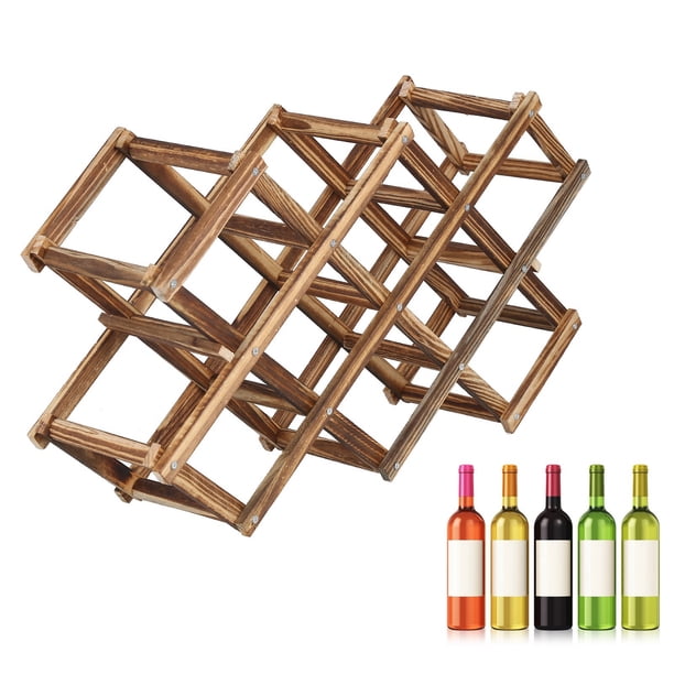 Estante para Vino ANGGREK Plegable de Madera para 10 Botellas Gran Capacidad