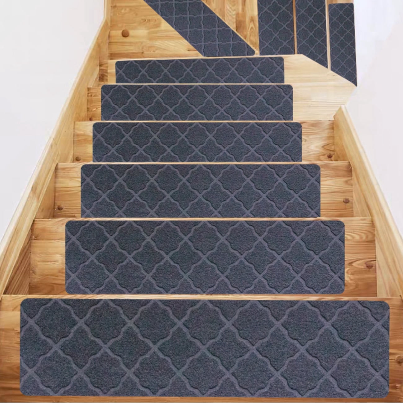 Non-Slip Stair Treads – 4 Pack, 8x30 Inches, Tufted Carpet With TPE Adhesive Backing, Soft Washable Step Covers, For Kids, Pets & Elders, Beige