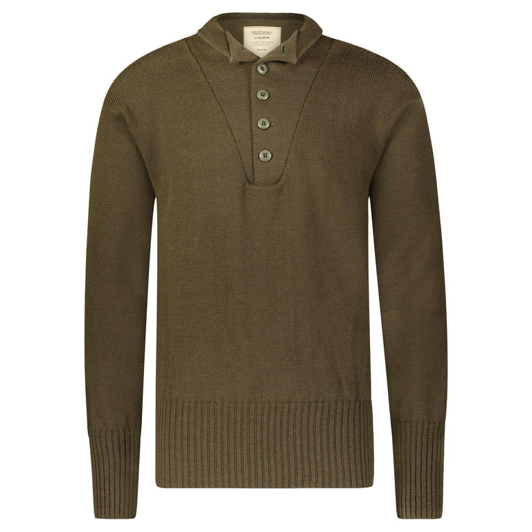 John Ownbey Co. Men s Military Style 5 Button Sweater 100 Knitted Wool Made in USA Brown Size Large Walmart