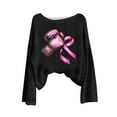 thumbnail image 3 of Craaazy Women's Fashion Breast Cancer Awareness Prints Shirts Round Neck Long Sleeve Pullover Knitted Tops Gifts, 3 of 4