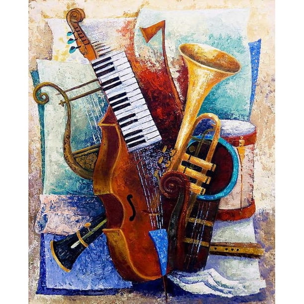 5D bricolaje completo taladro diamante pintura instrumentos musicales Cruz puntada artesanal Hugtrwg Para estrenar