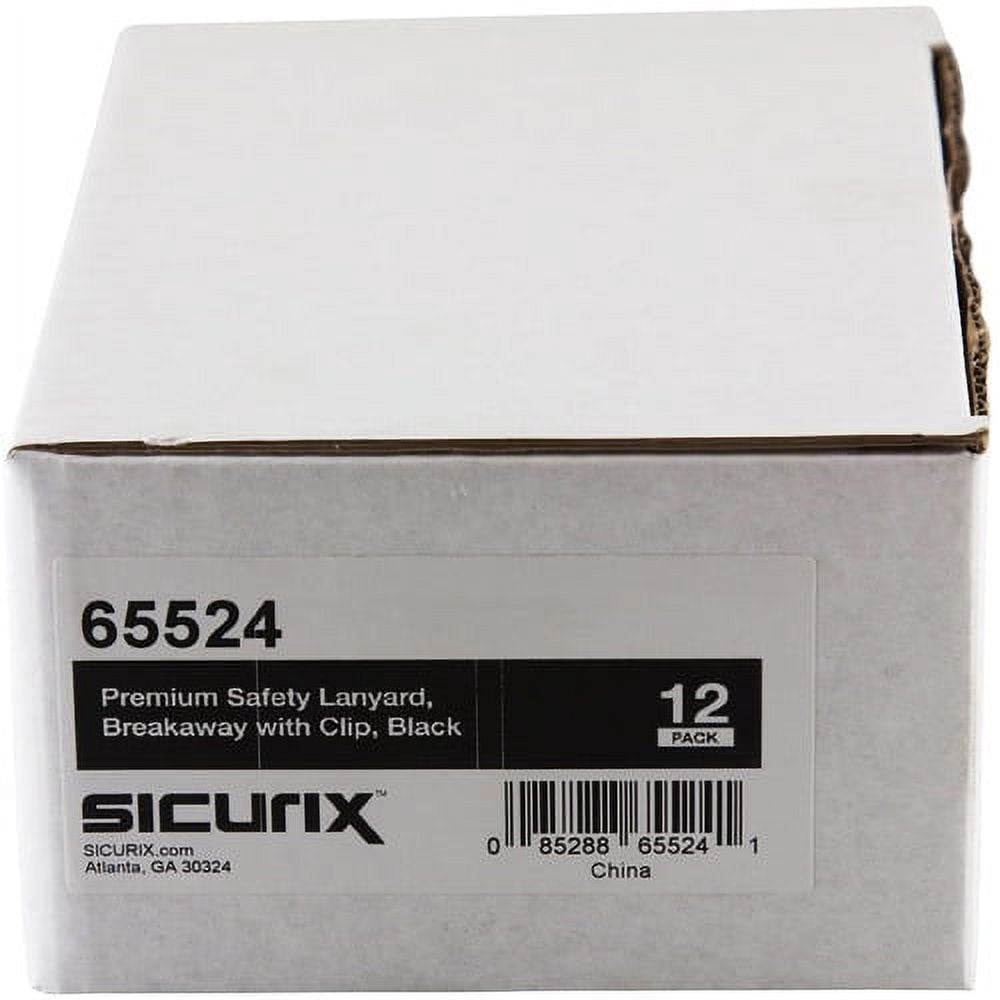 SICURIX, BAU65524, Safety Breakaway Lanyard, 12 / Pack, Black