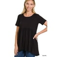 thumbnail image 2 of Zenana Women & Plus Round Neck Brushed DTY Short Sleeve Ruched Tunic Blouse Top, 2 of 4