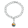 thumbnail image 2 of Double Rainbow Pride Arc Silver Plated Bracelet with Antiqued Charm, 2 of 4
