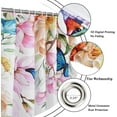 thumbnail image 5 of Spring Floral Bird Shower Curtain, Colorful Watercolor Blossom Flowers Hummingbird Butterflies Bathroom Curtain Waterproof Fabric Machine Washable with Hooks, 72" Wx84 L, 5 of 6