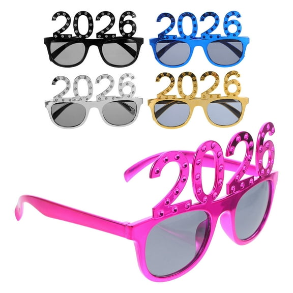 YOSADIER 5-Pack 2026 New Year’s Eve Party Glasses Assorted Colors Eyeglass Props for Event Favors and Photo Booth Fun