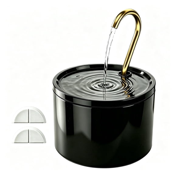 FURCLAN Ceramic Cat Water Fountain - Ultra-Quiet 1.2L/41oz Automatic Pet Fountain with Pure Copper Spout, BPA-Free Non-Toxic Ceramic Bowl for Cats & Puppy ,Black