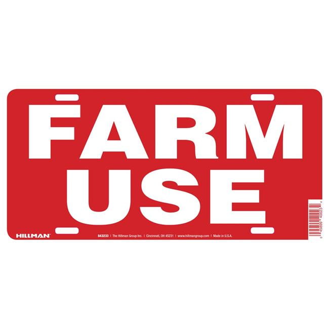 Hillman Group 843233 6 x 12 in. Red & White Plastic Farm Use Sign