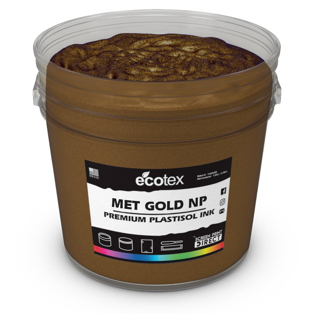 Ecotex Metallic Gold Plastisol Ink for Screen Printing 8oz