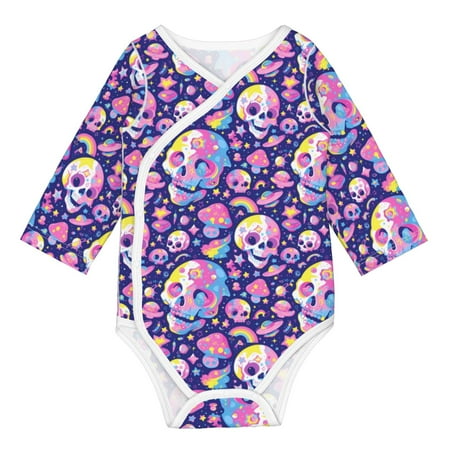 

Gaeub Skull colorful mushroom Unisex Babies Long-Sleeve Bodysuit 100% Organic Cotton-12 Months