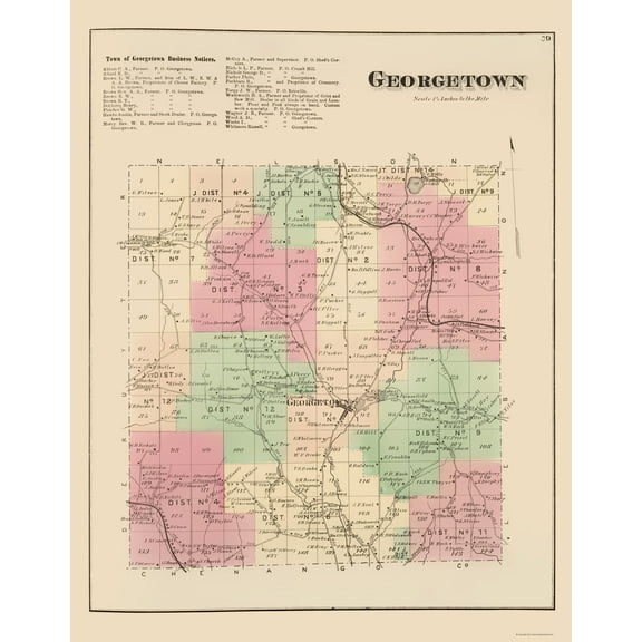 Historic City Map - Georgetown New York - Whitman 1875 - Vintage Wall Art